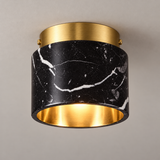 Isola Marble Drum Ceiling Light, Black