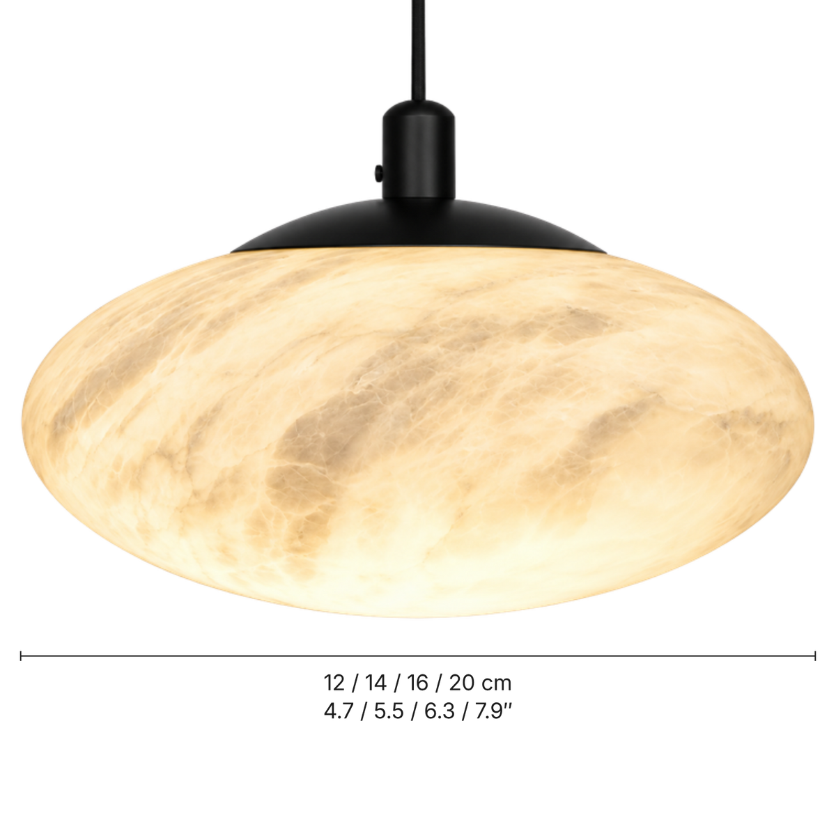 Remo Alabaster Saucer Pendant Light, dimensions