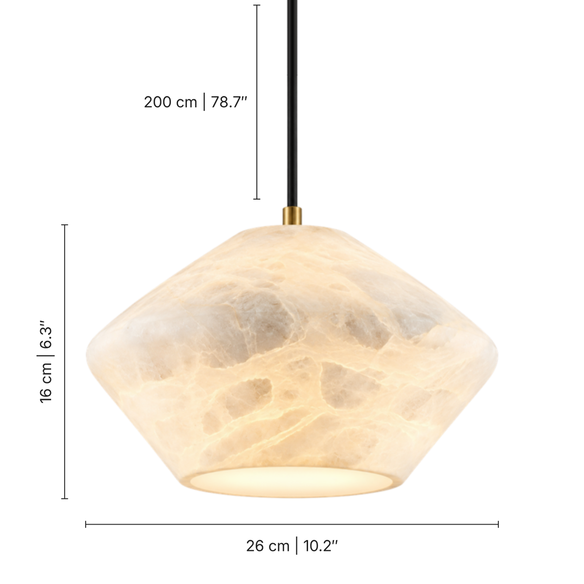 Stella Alabaster Cone Pendant Light, dimensions