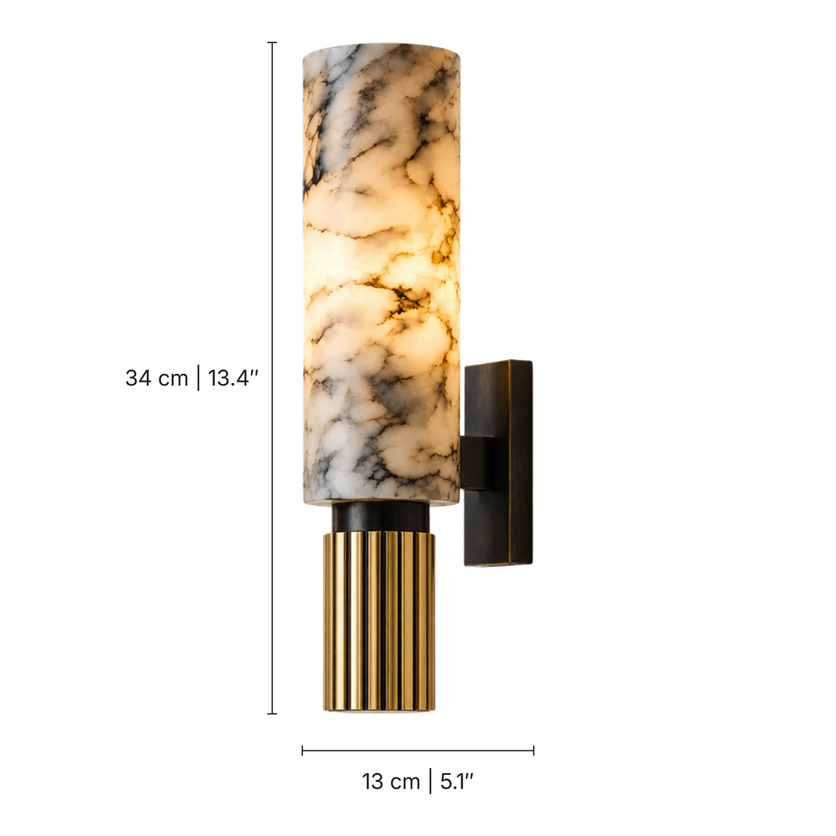 Flavia Alabaster Tube Wall Light, dimensions