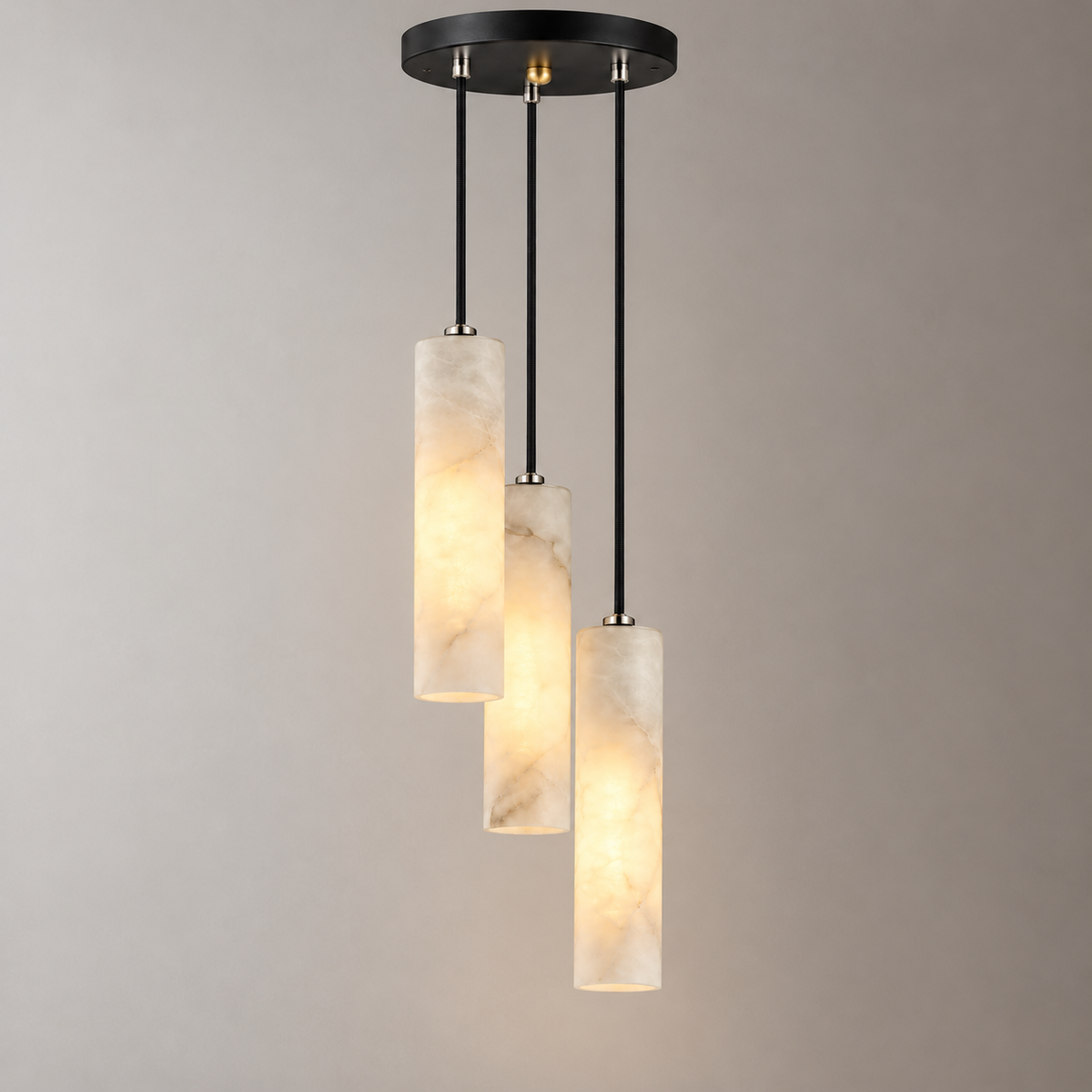Candela Alabaster Tube Pendant Light, 3 lights, studio photo