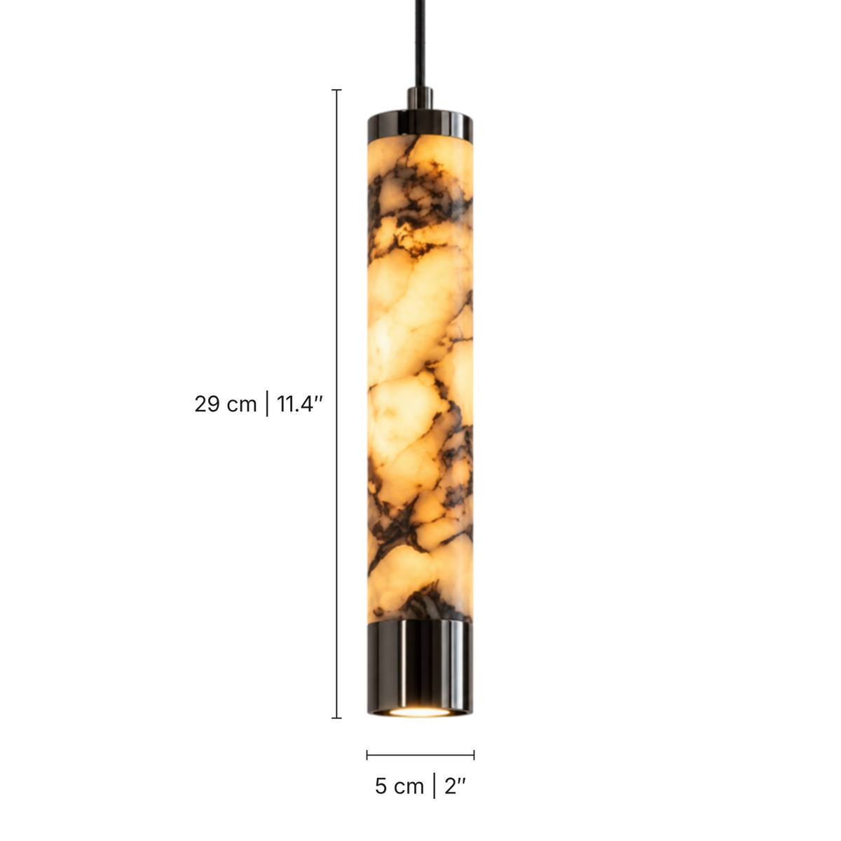 Ida Alabaster Tube Pendant Light, dimensions