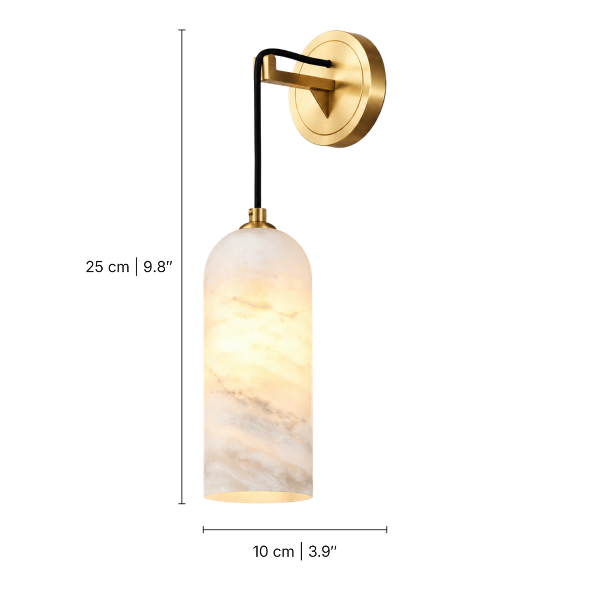 Nola Alabaster Tube Wall Light, dimensions