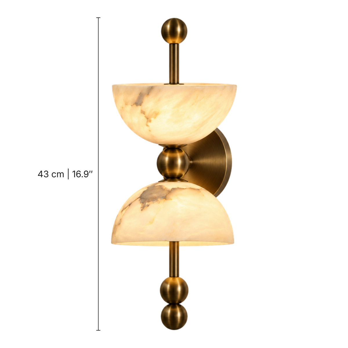 Orsola Alabaster Bowl Wall Light, dimensions