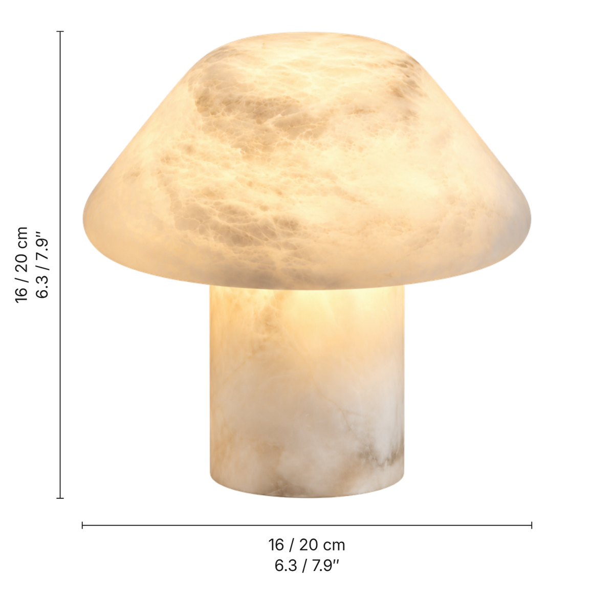 Bianca Alabaster Bell Table Lamp, dimensions