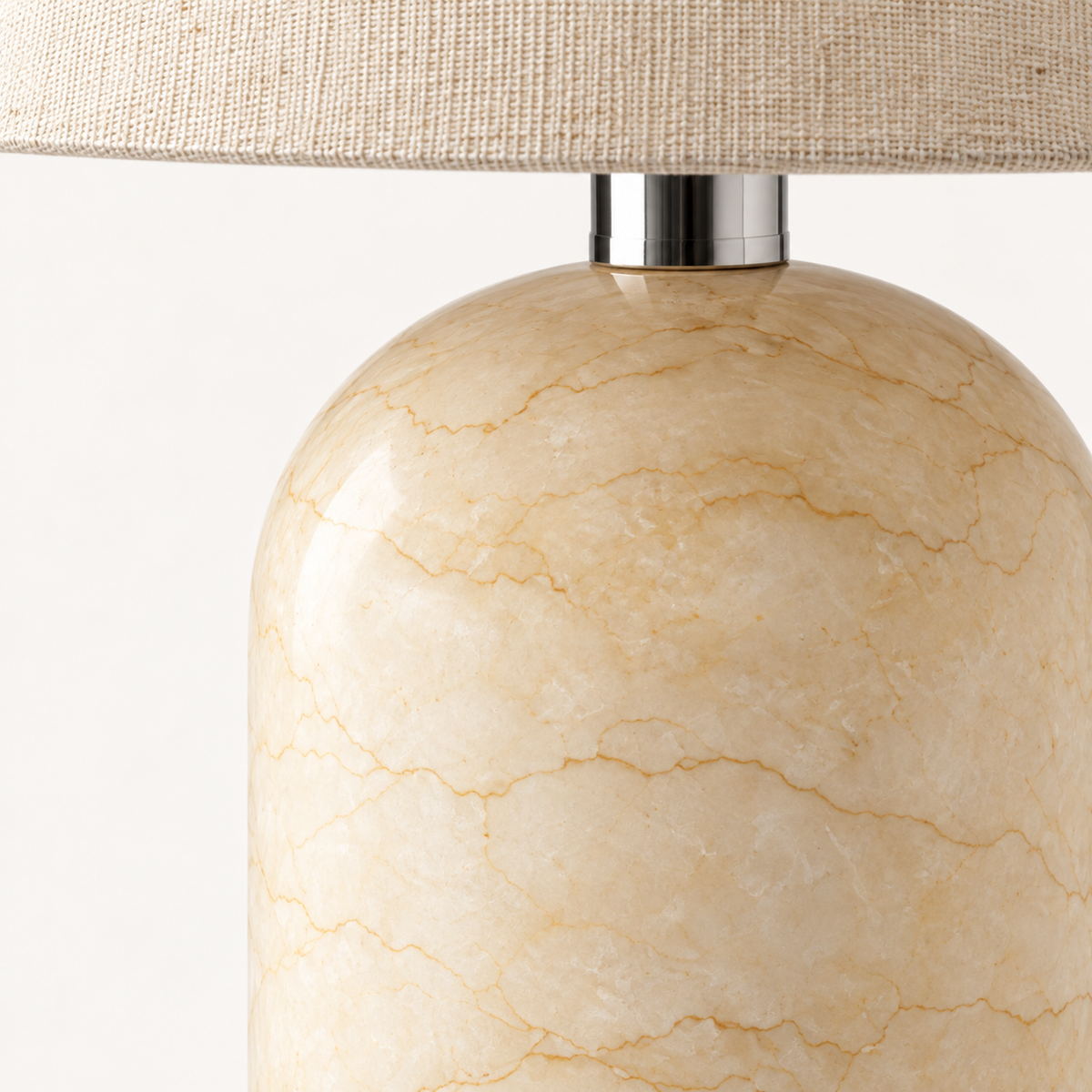 Helios Marble Table Lamp, beige marble, studio photo