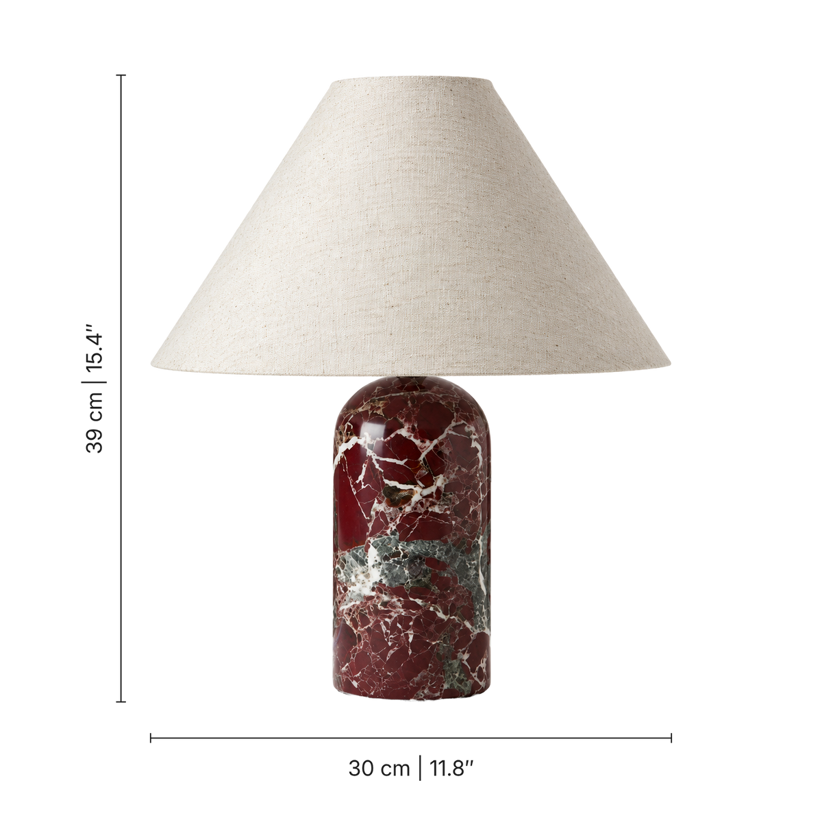 Helios Marble Table Lamp, Red, dimensions