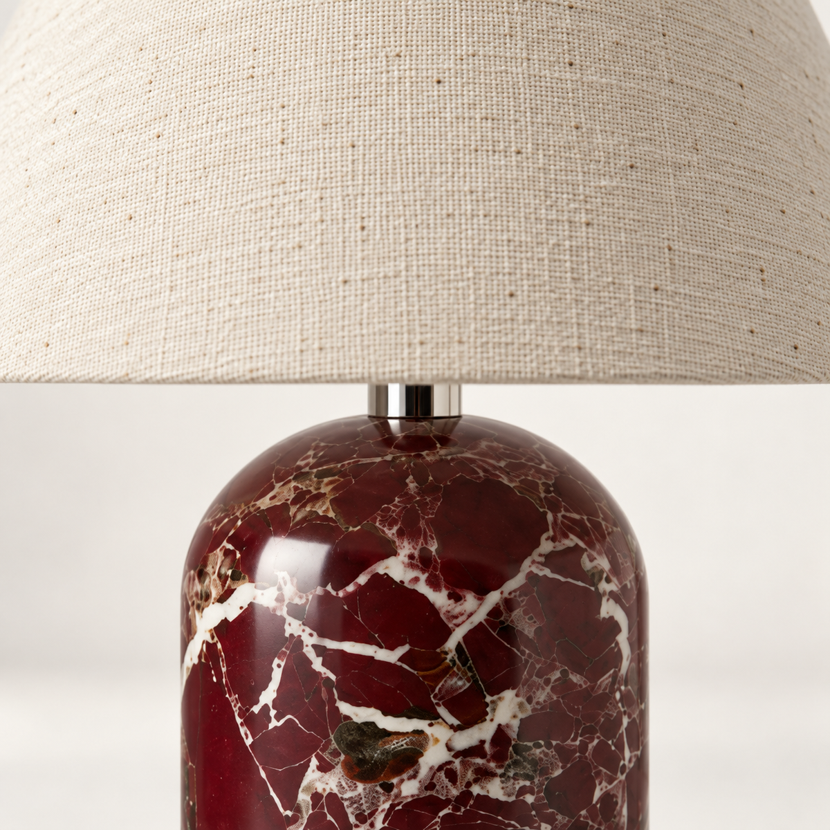Helios Marble Table Lamp, red marble, studio photo