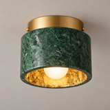 Isola Marble Drum Ceiling Light, Green