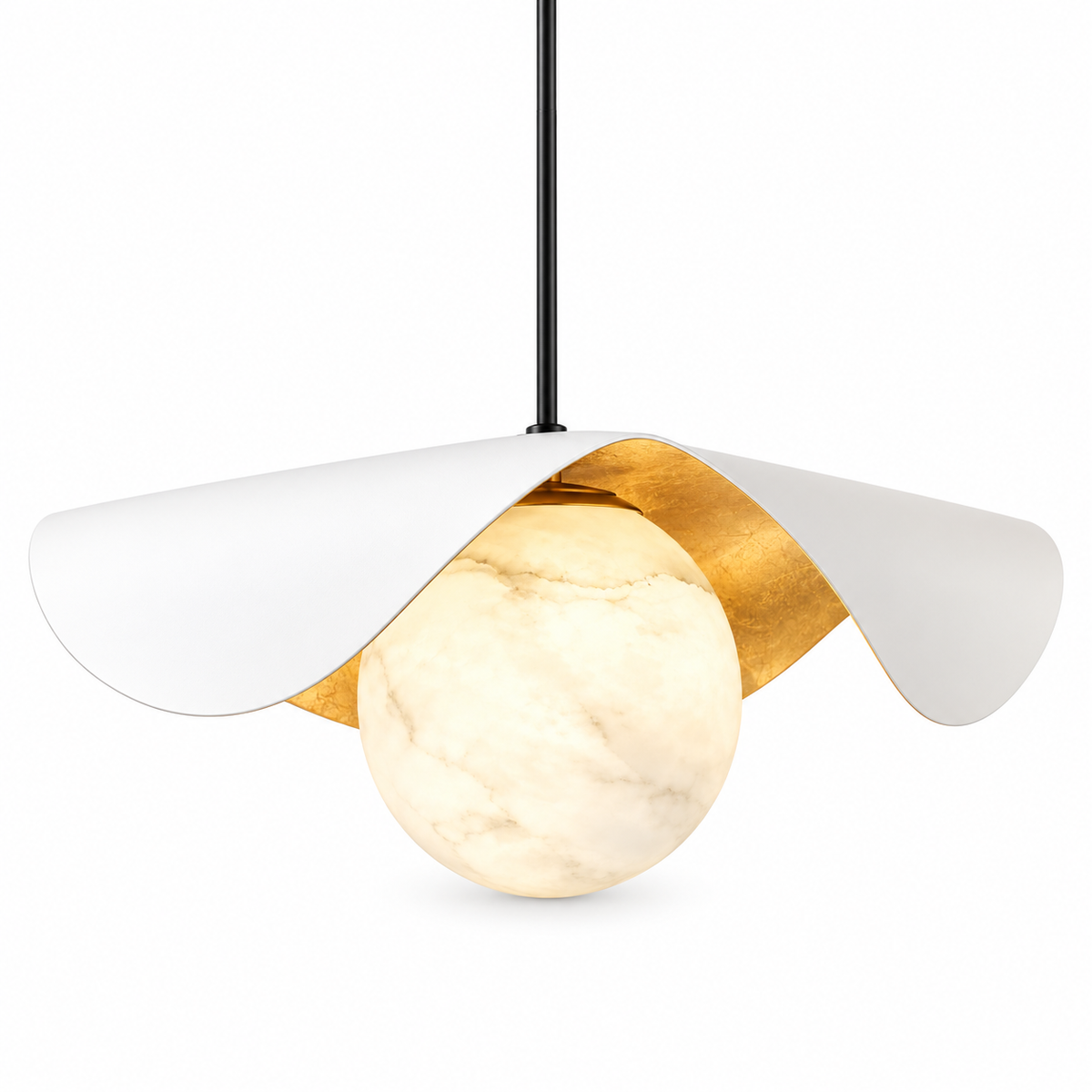 Calla Alabaster Leaf Pendant Light, product photo
