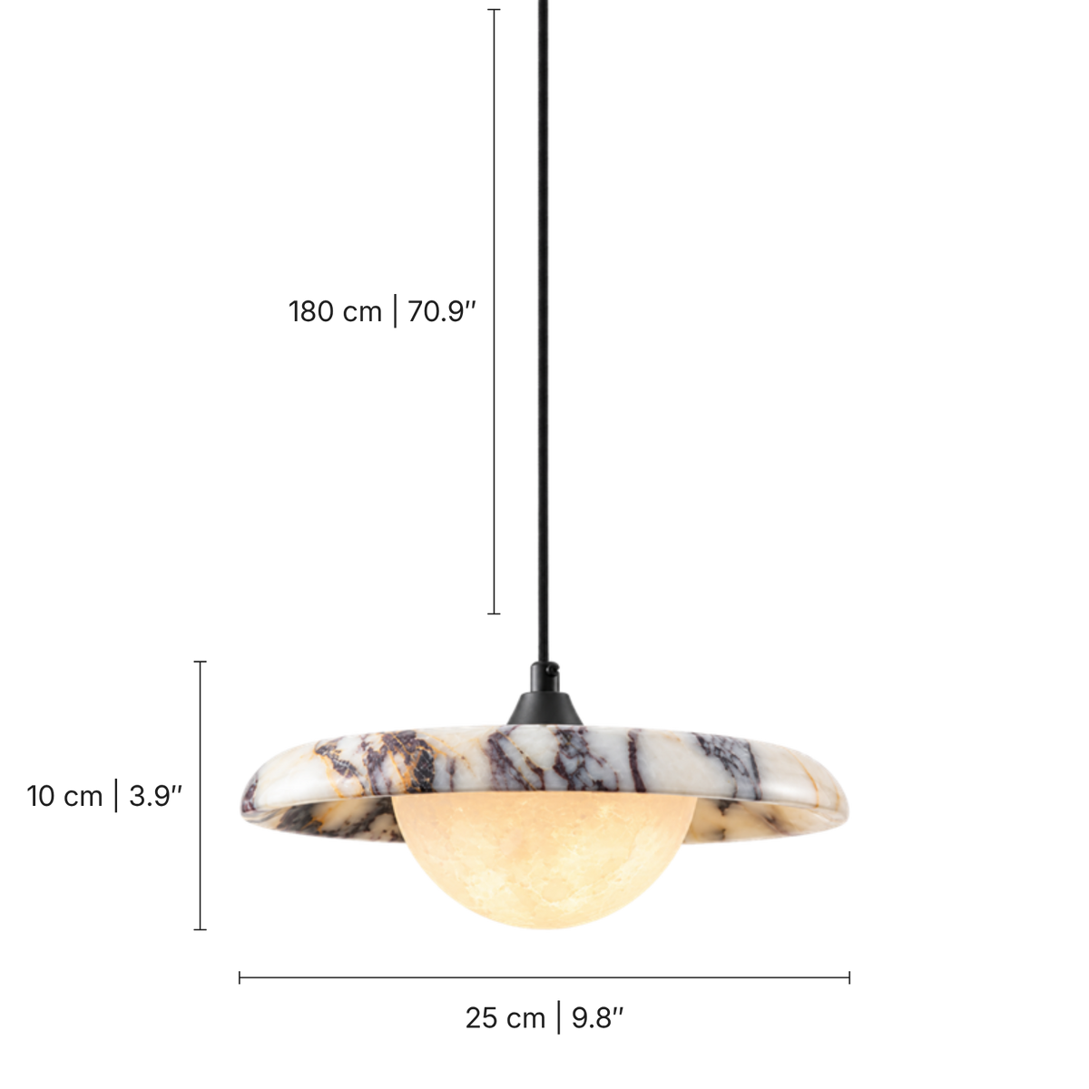 Zefira Marble Ring Pendant Light, dimensions