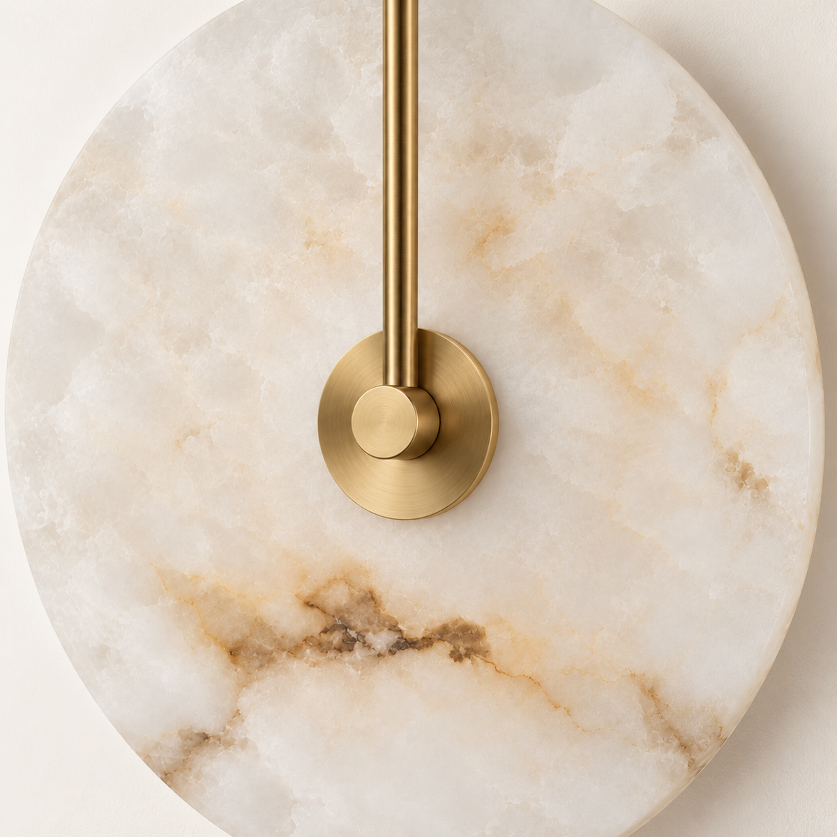 Talia Alabaster Moon Wall Light, brass finish, studio photo