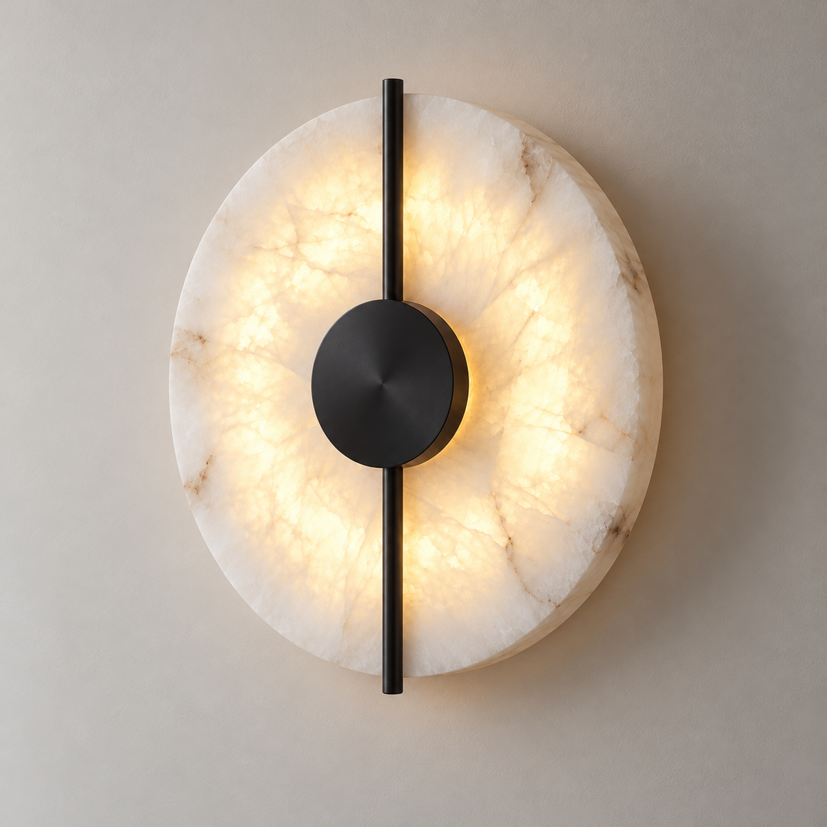 Tosca Alabaster Meridian Wall Light, black finish, studio photo