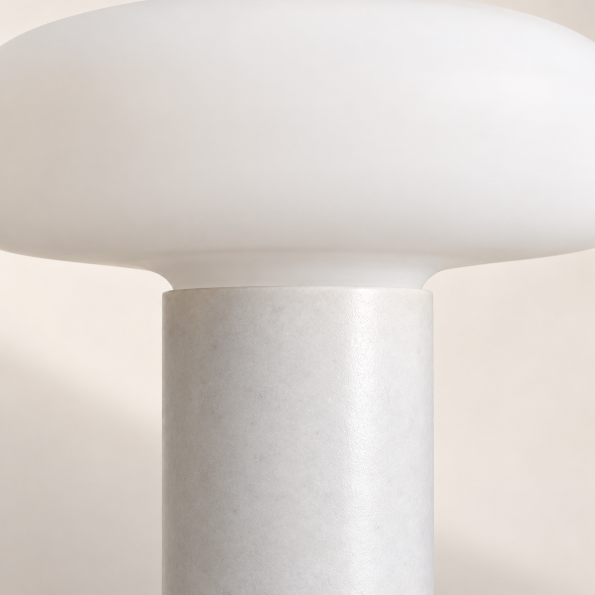 Velka Danish Marble Table Lamp, white marble, studio photo